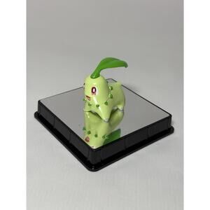 Pokémon TOMY Chikorita Figure With Display Case Pocket Monsters